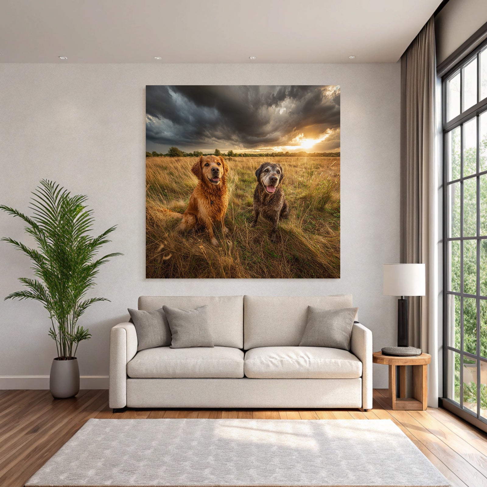Im Feld Mit Dramatischem Himmel Und Sonnenuntergang