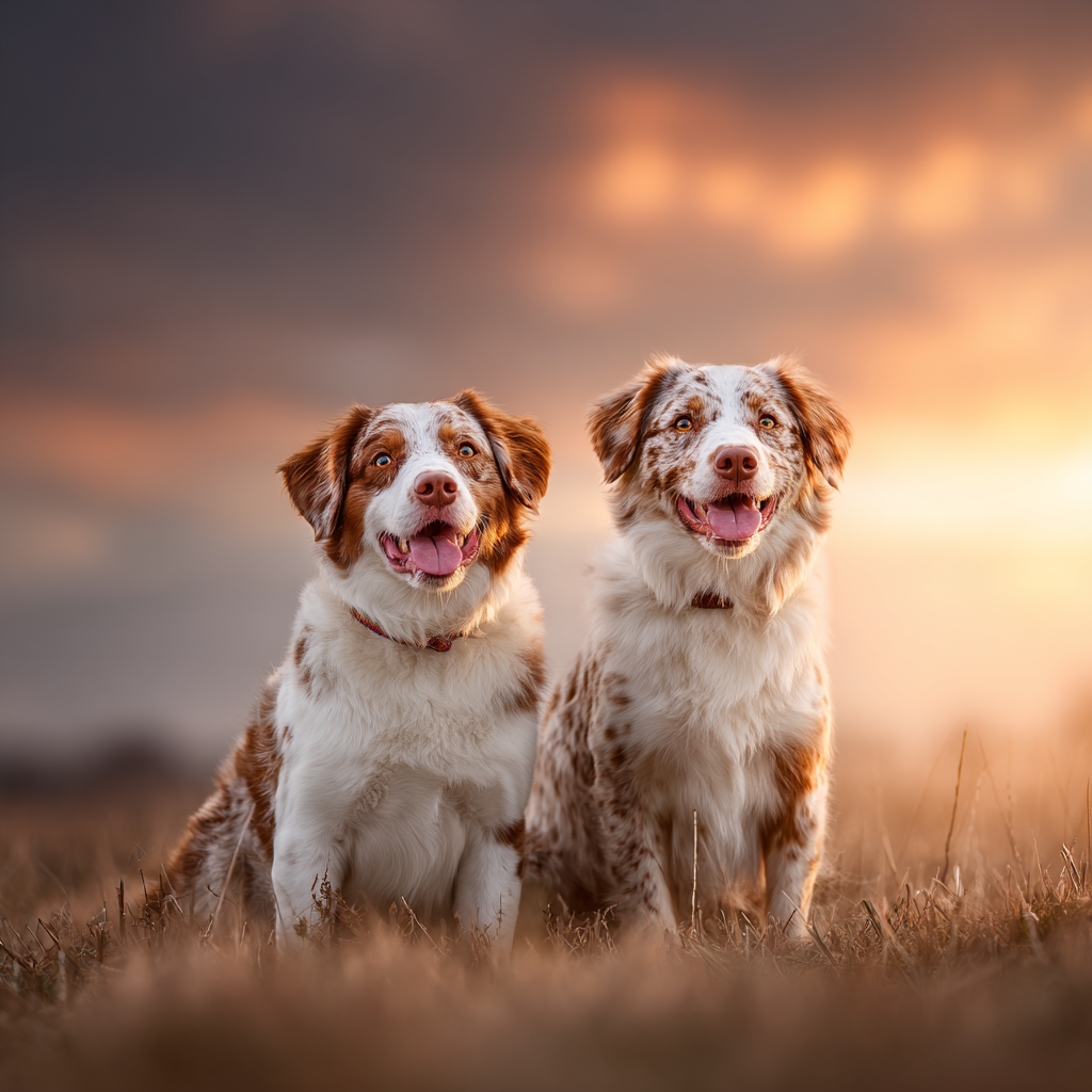 Im Grüne Beim Sonnenuntergang Fröhlich Ausdruck | Katzen und Hunde | Tiere