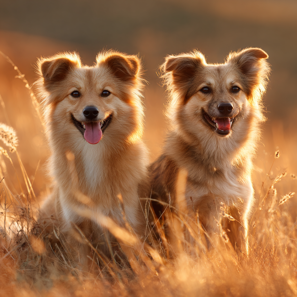 Lächeln Im Feld Bei Sonnenuntergang | Katzen und Hunde | Tiere