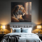 Tiger Blickt Aus Dem Fenster Fur Details Starke Atmosphäre