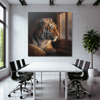 Tiger Blickt Aus Dem Fenster Fur Details Starke Atmosphäre
