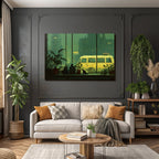 Fensterblick Silhoütte Mit Cat Und Baum Van In Stadt Atmosphäre