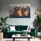 Golden Retriever Auto Sonnenuntergang Aussicht Spielerisch Entspannt