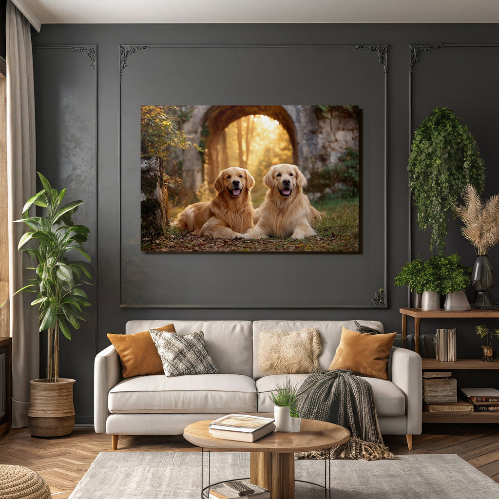 Golden Retriever Liegend Im Freien Sonntagslicht