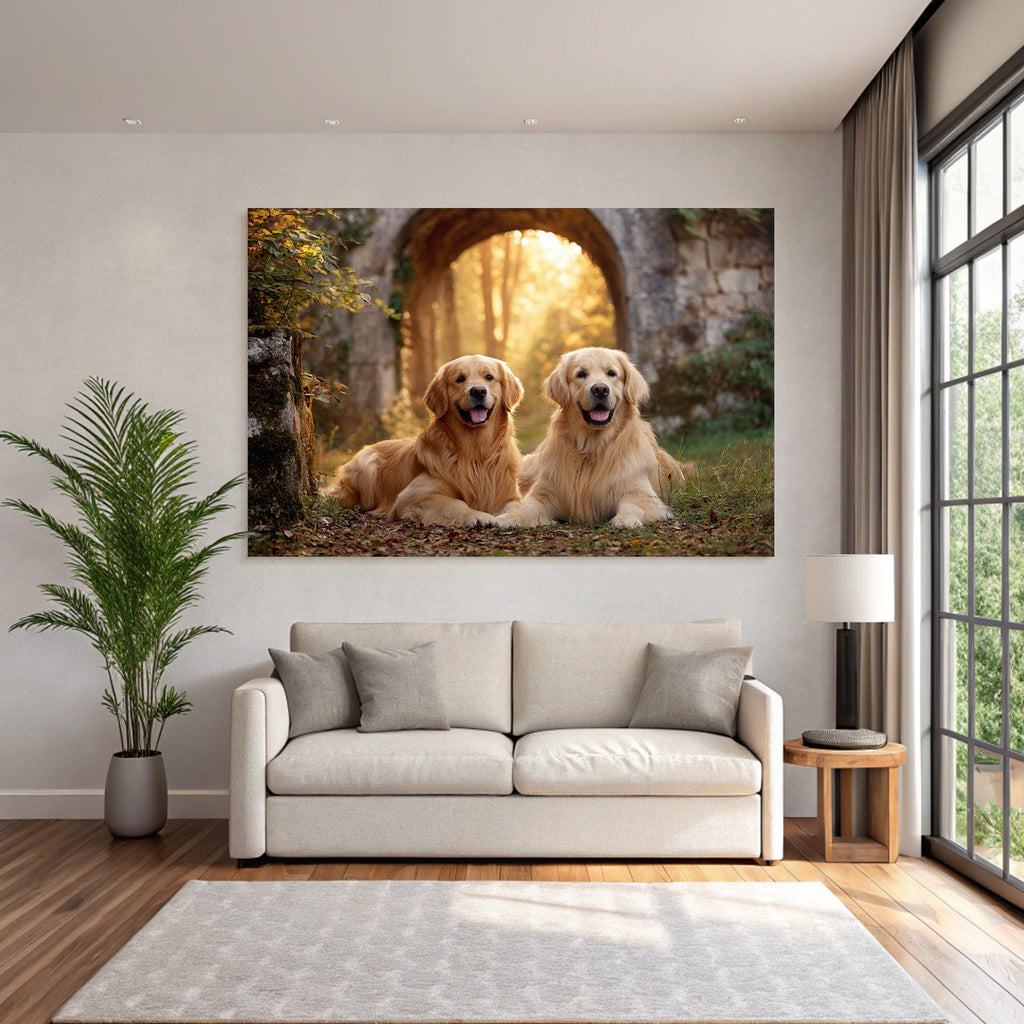 Golden Retriever Liegend Im Freien Sonntagslicht