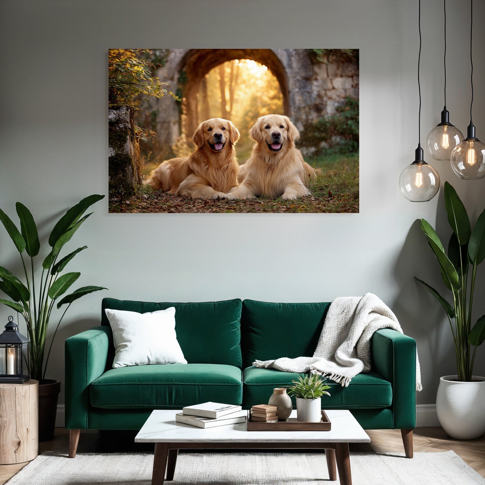 Golden Retriever Liegend Im Freien Sonntagslicht