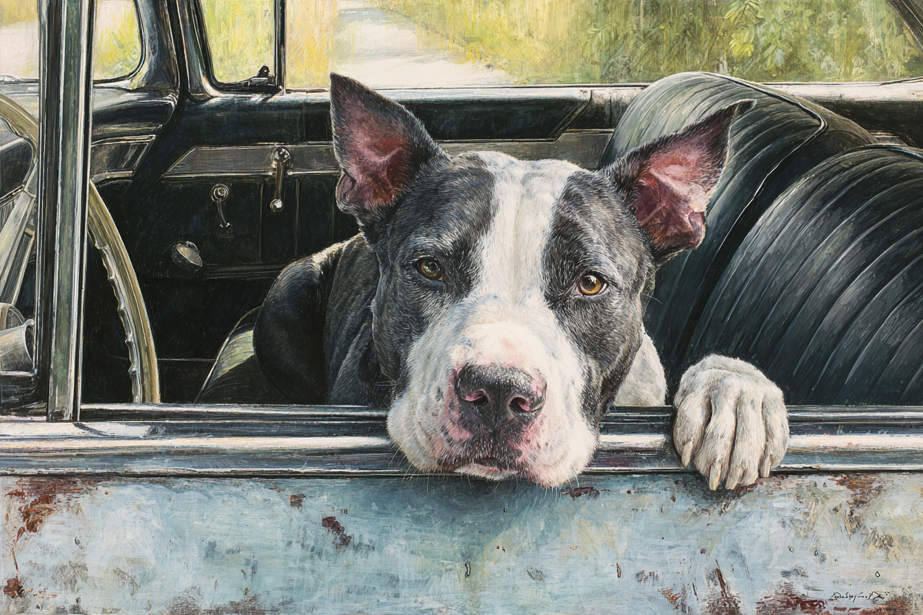 Hund Im Altem Auto Fenster Mit Natur Hintergrund | Katzen und Hunde | Tiere