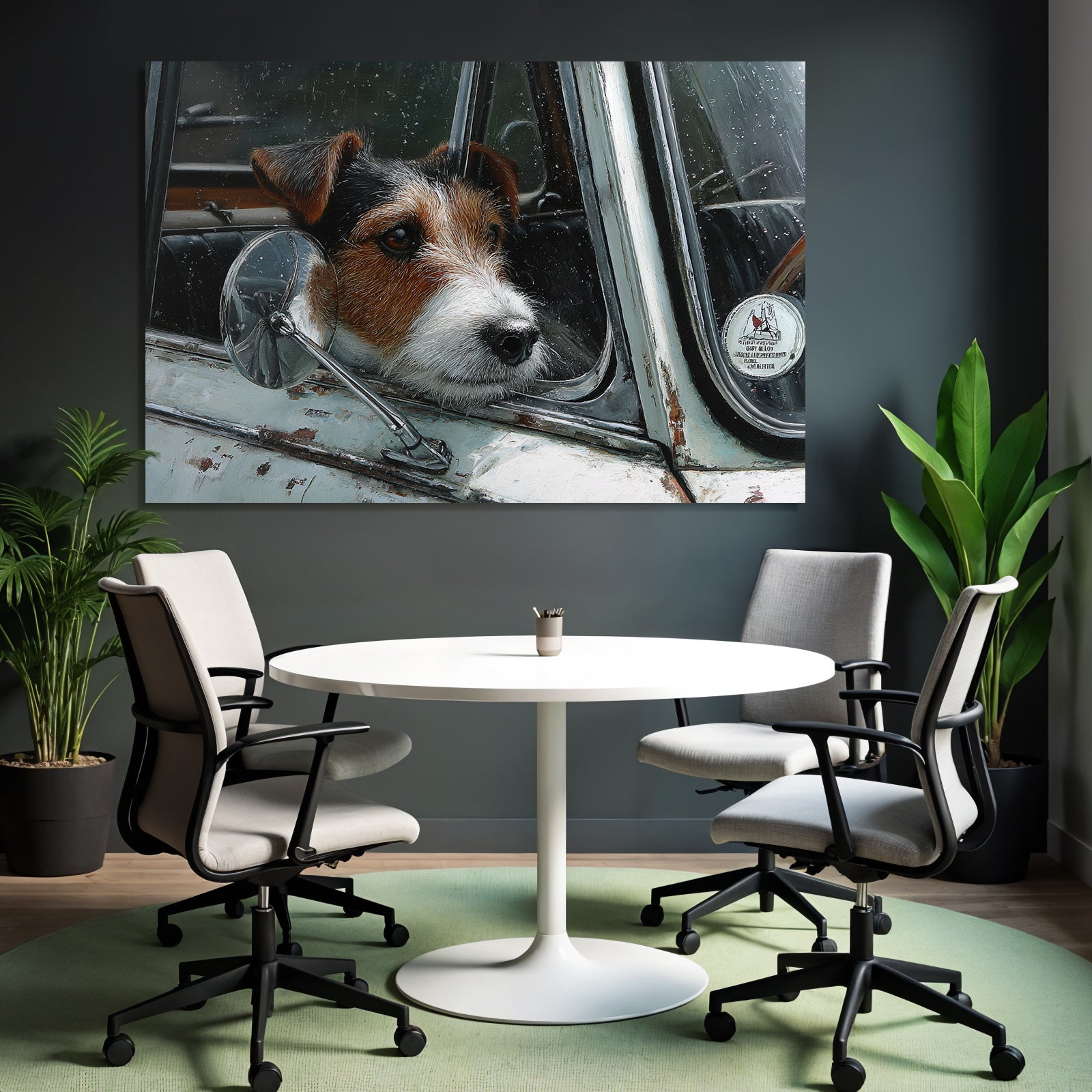 Hund Im Auto Fenster Betrachtend