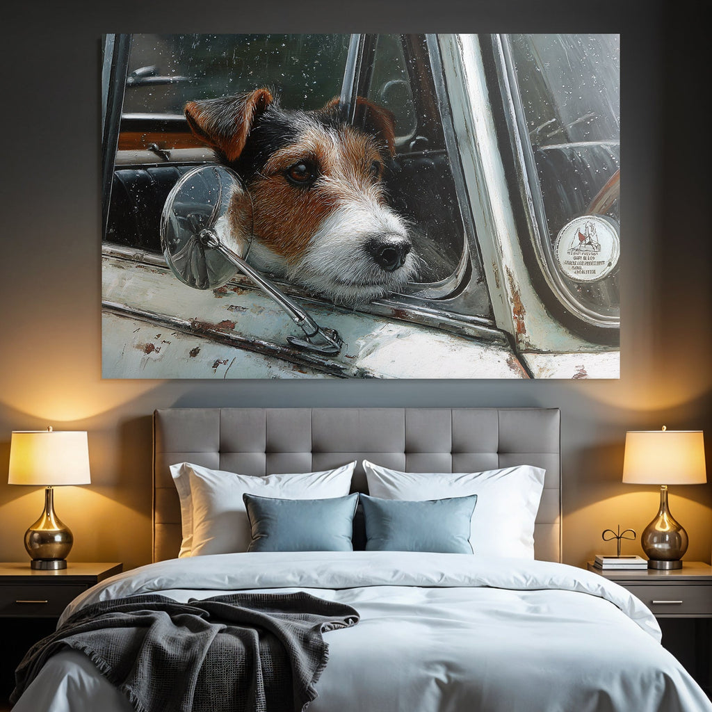Hund Im Auto Fenster Betrachtend