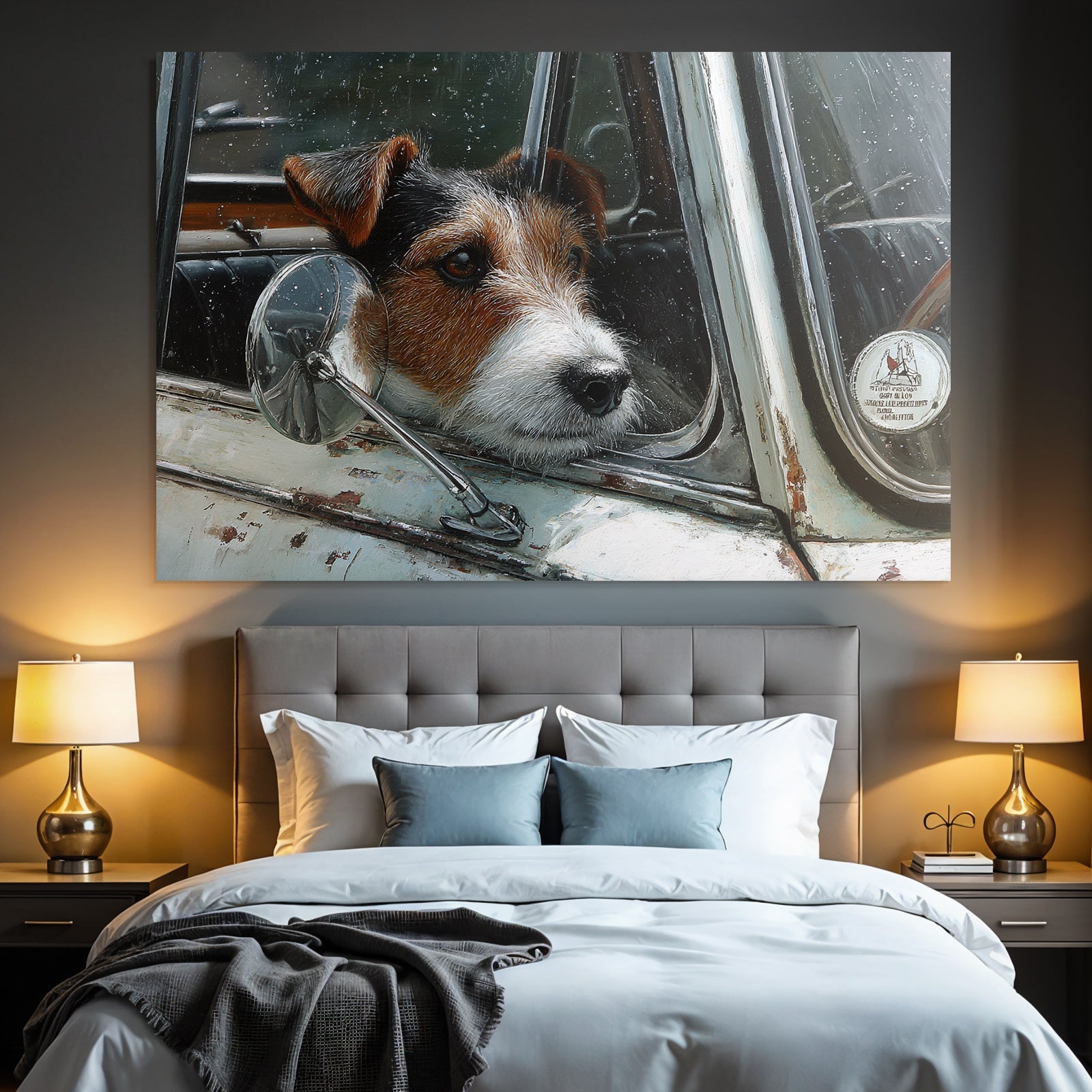 Hund Im Auto Fenster Betrachtend