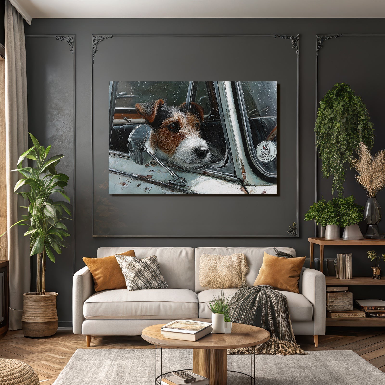 Hund Im Auto Fenster Betrachtend