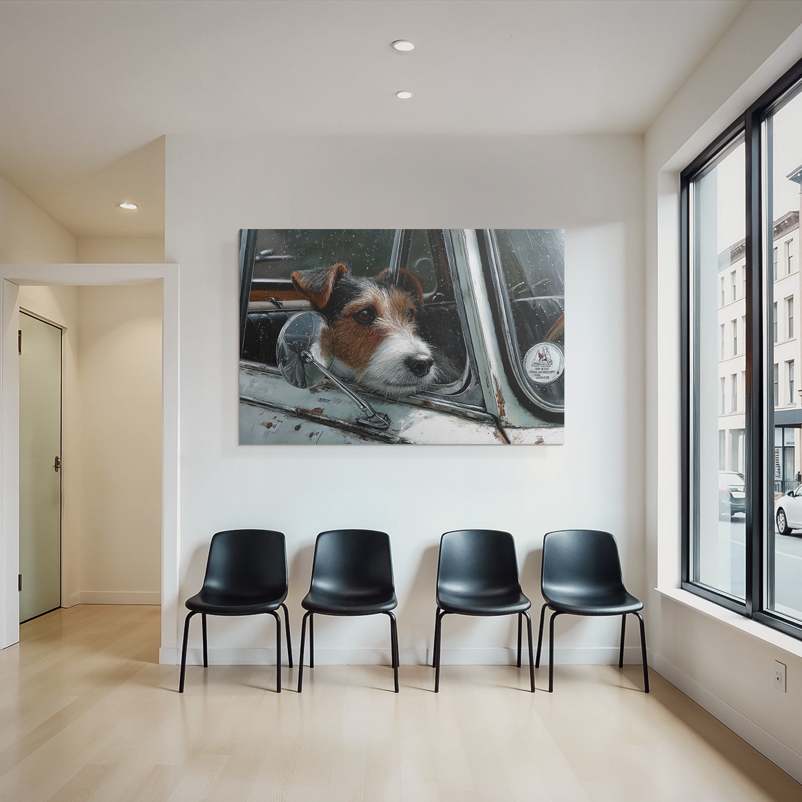Hund Im Auto Fenster Betrachtend