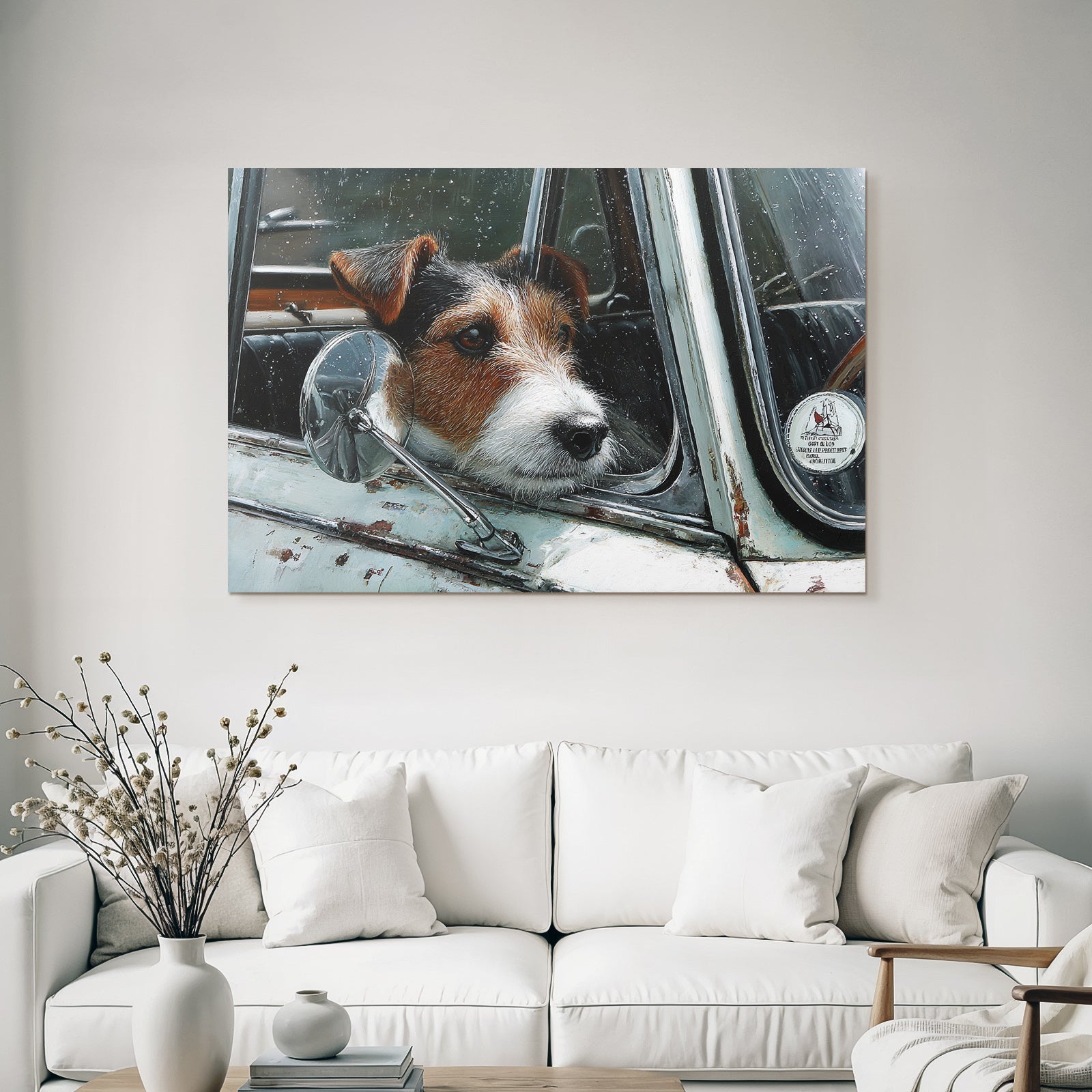 Hund Im Auto Fenster Betrachtend