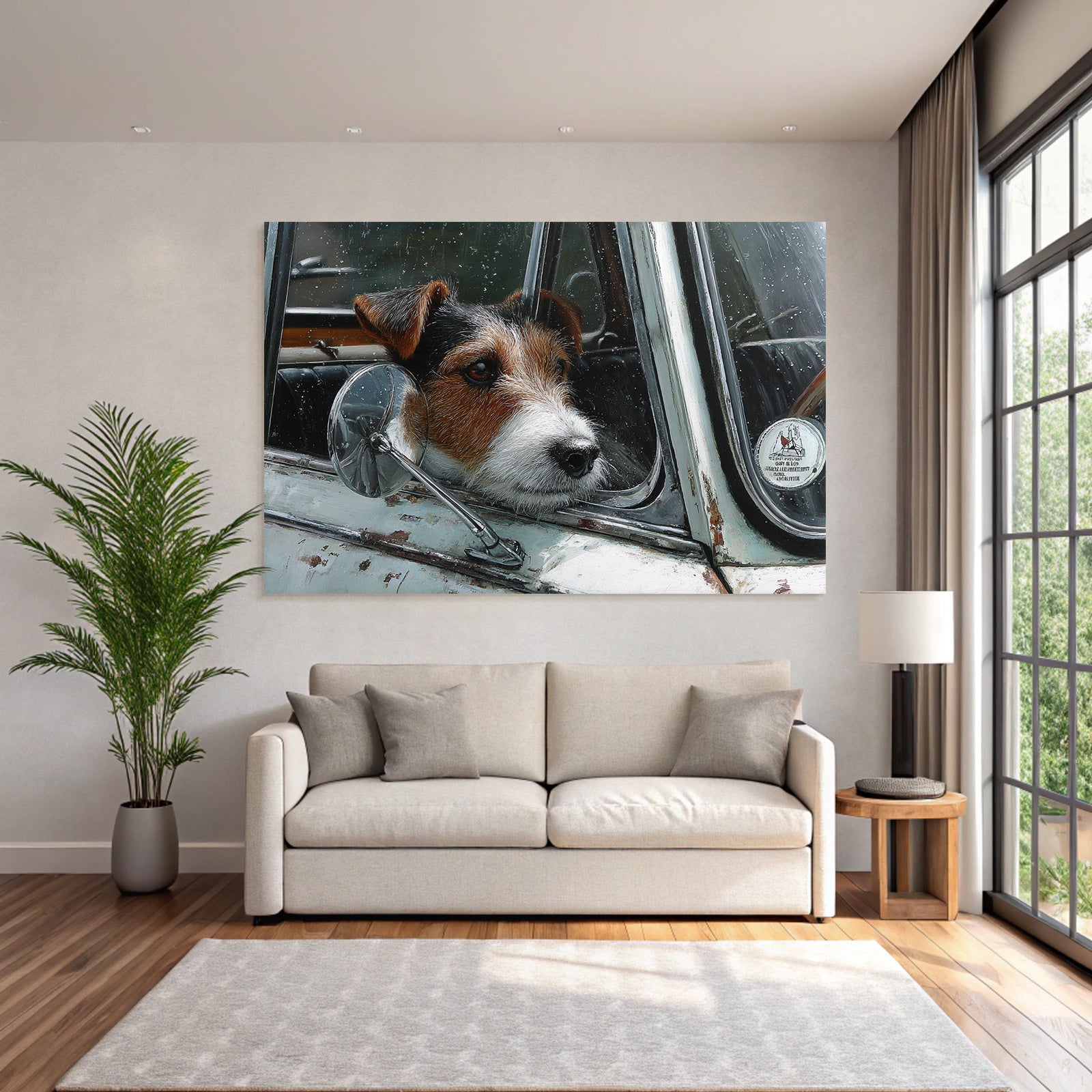 Hund Im Auto Fenster Betrachtend