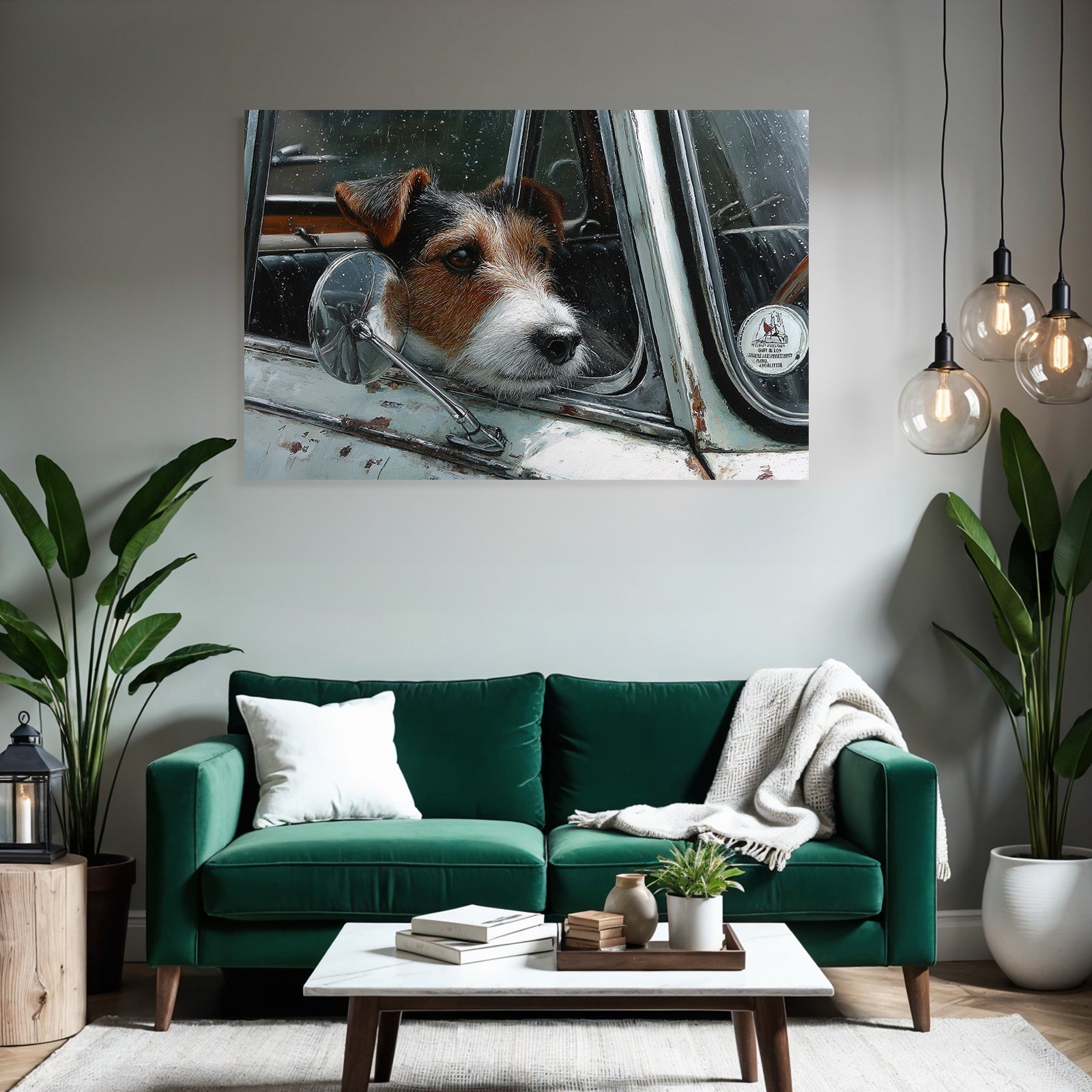 Hund Im Auto Fenster Betrachtend