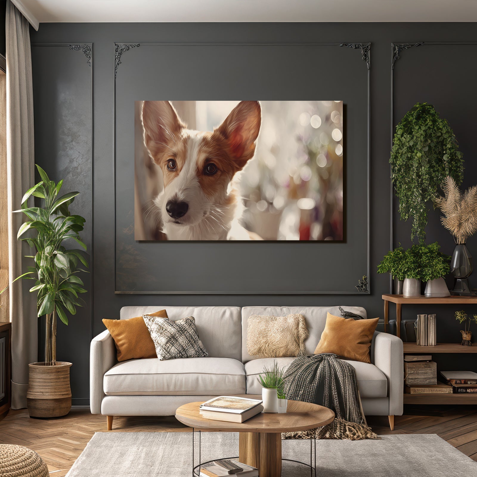 Hund Porträt Ohren Und Gesicht Unscharfer Hintergrund