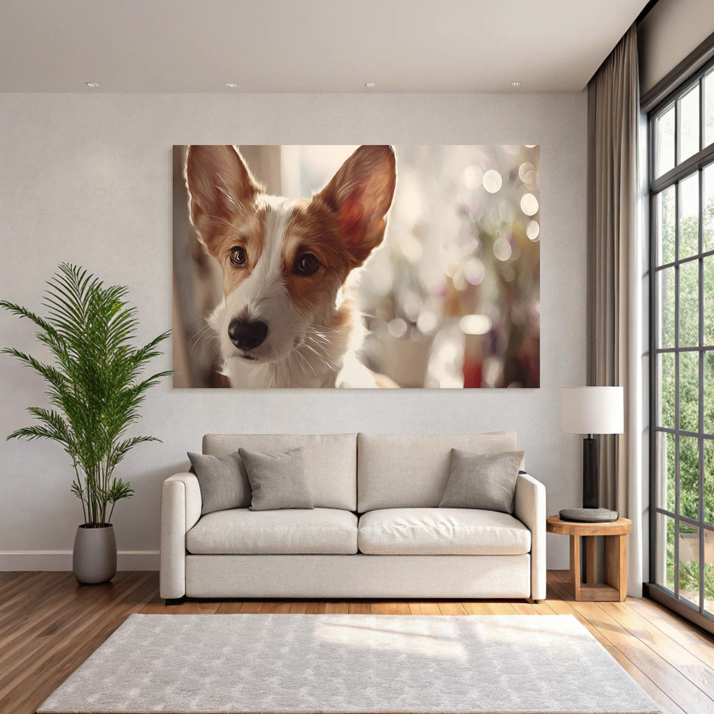 Hund Porträt Ohren Und Gesicht Unscharfer Hintergrund
