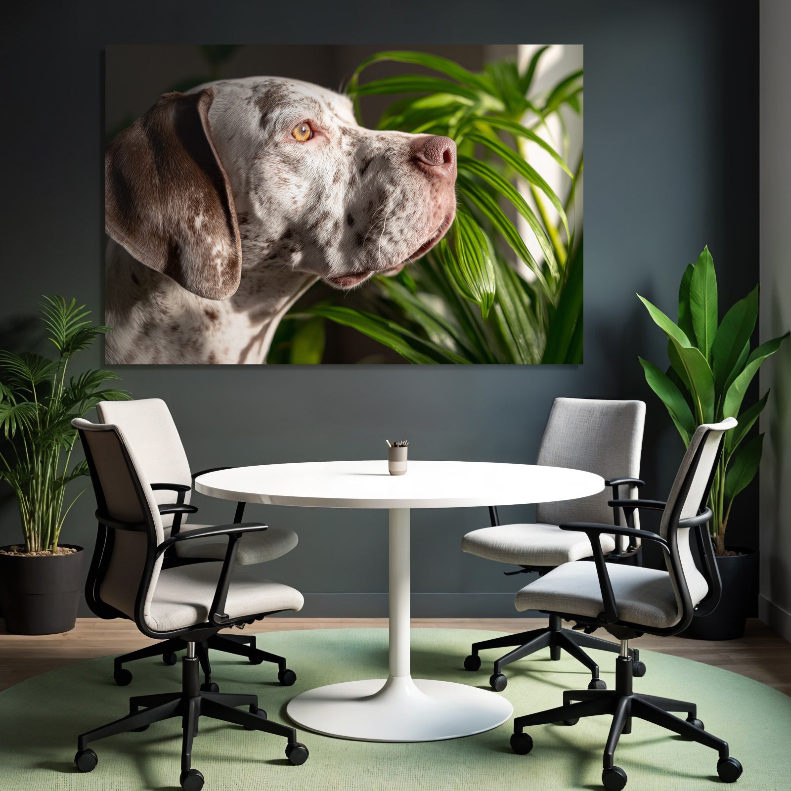 Hund Profil Ruhig Aufmerksam Mit Folien Grünem Hintergrund