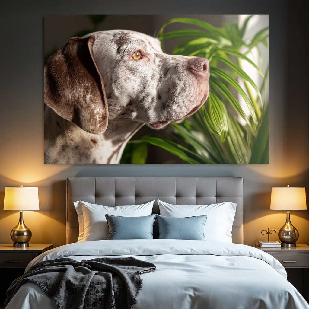 Hund Profil Ruhig Aufmerksam Mit Folien Grünem Hintergrund