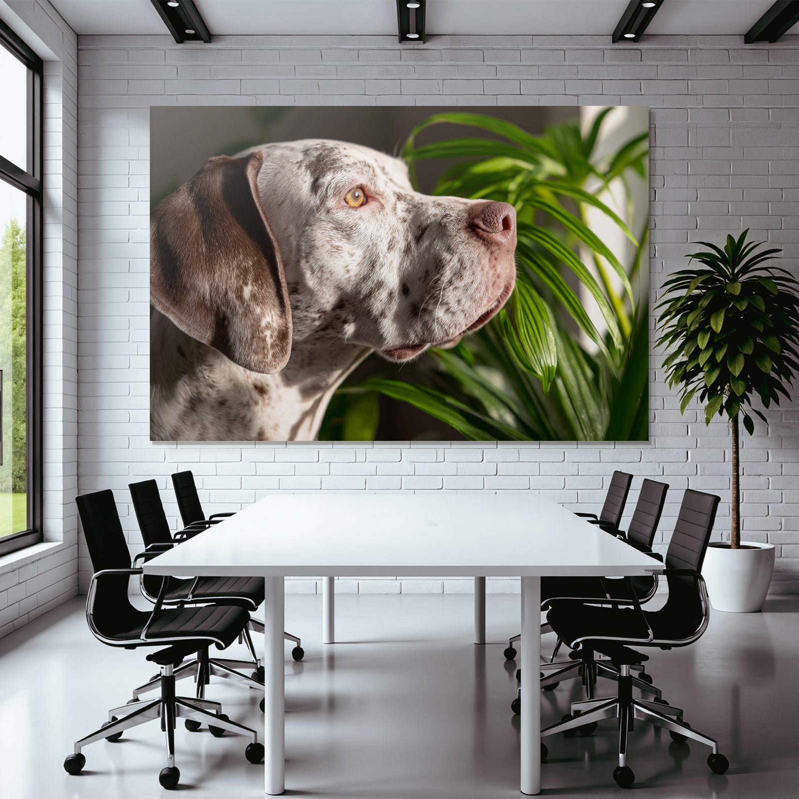 Hund Profil Ruhig Aufmerksam Mit Folien Grünem Hintergrund