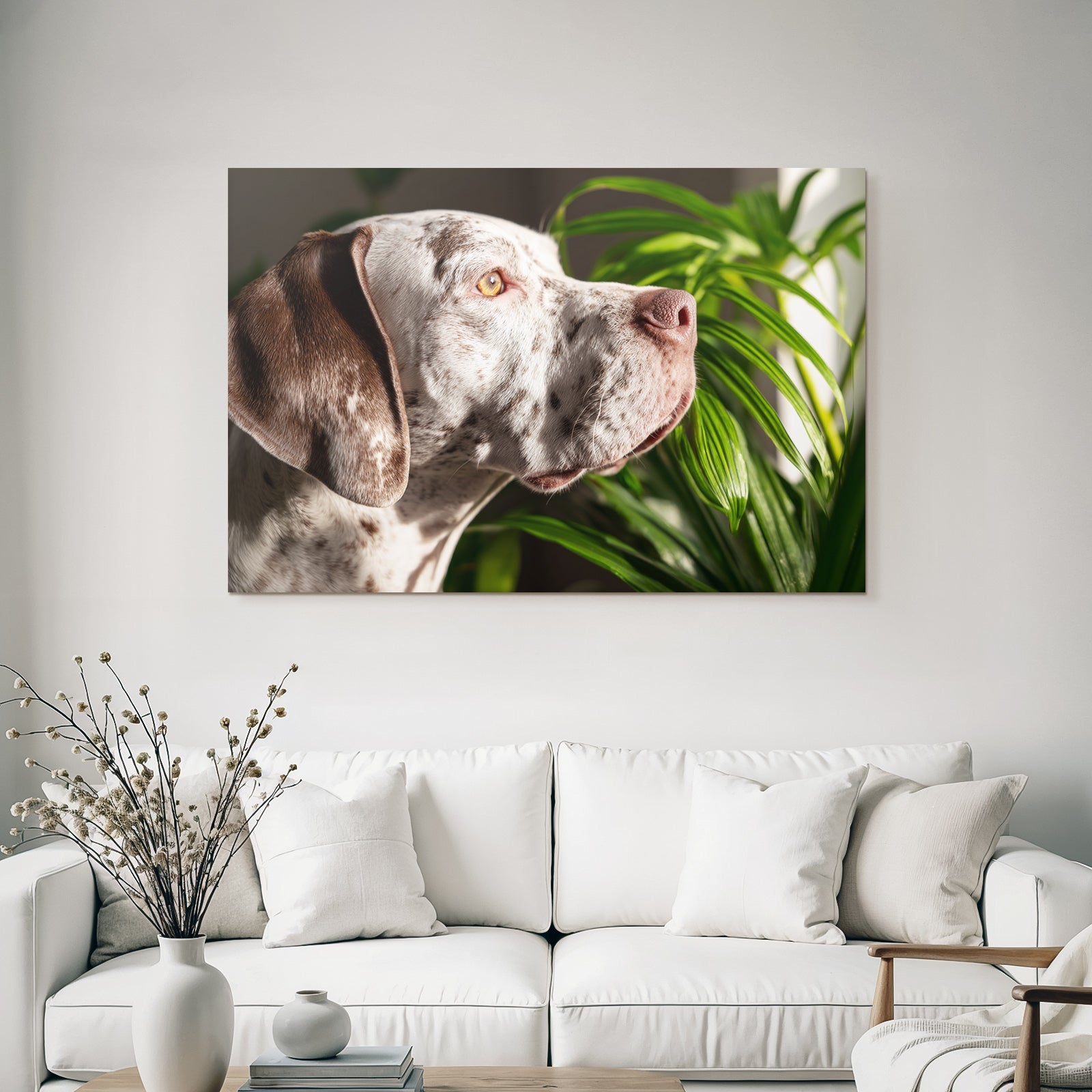 Hund Profil Ruhig Aufmerksam Mit Folien Grünem Hintergrund