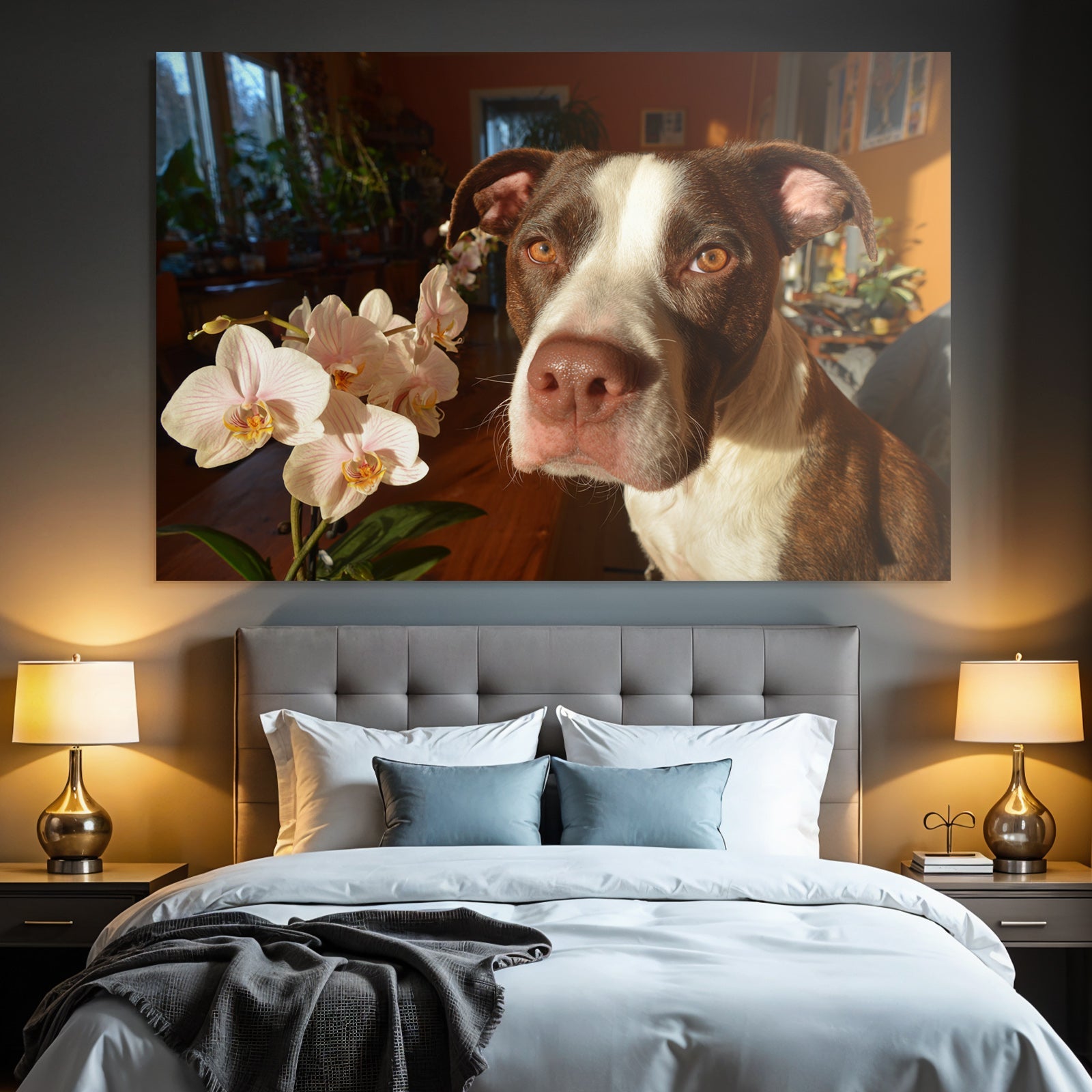 Hund Und Orchidee Braun Weiss Mit Amber Augen