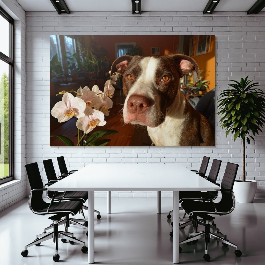 Hund Und Orchidee Braun Weiss Mit Amber Augen