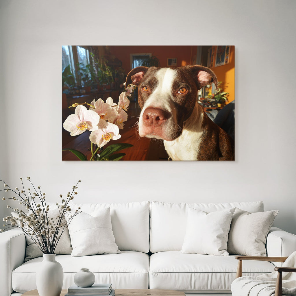 Hund Und Orchidee Braun Weiss Mit Amber Augen
