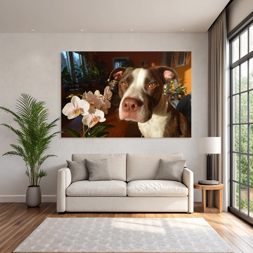 Hund Und Orchidee Braun Weiss Mit Amber Augen
