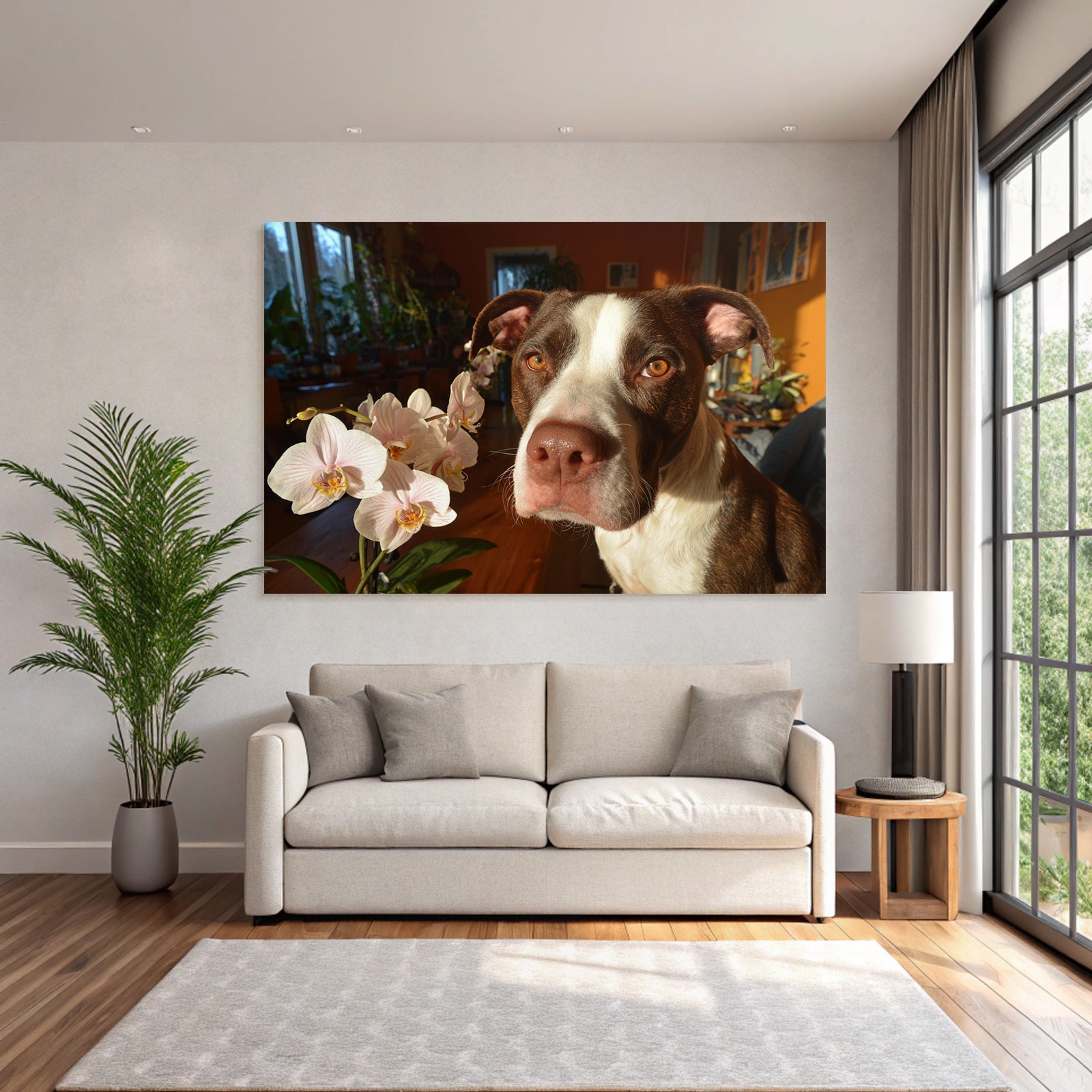 Hund Und Orchidee Braun Weiss Mit Amber Augen