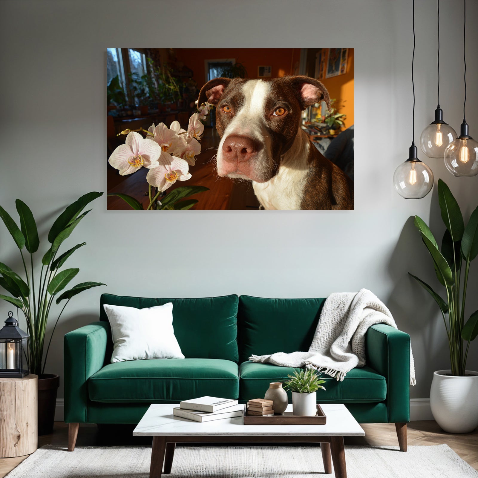 Hund Und Orchidee Braun Weiss Mit Amber Augen