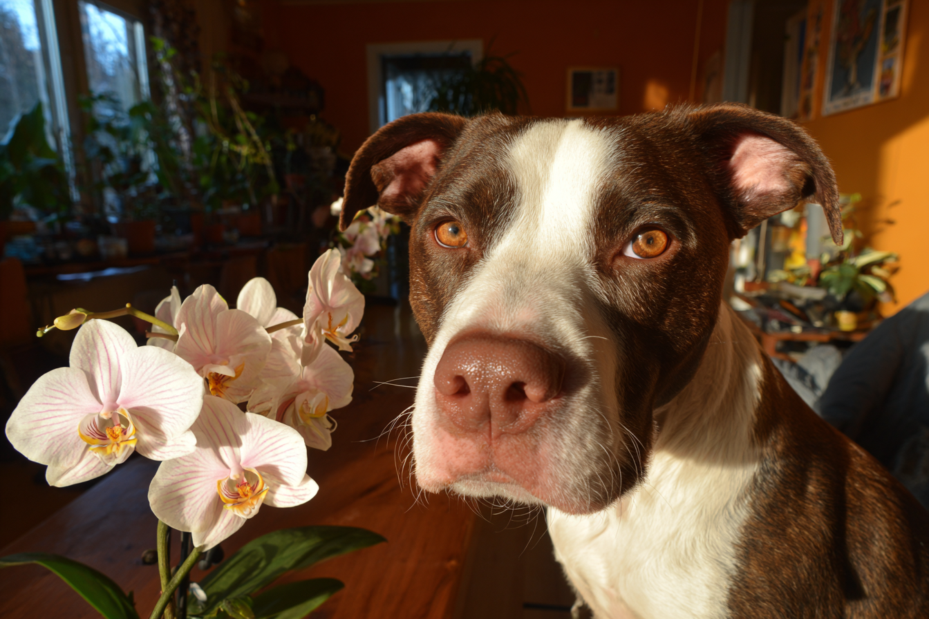 Hund Und Orchidee Braun Weiss Mit Amber Augen | Katzen und Hunde | Tiere