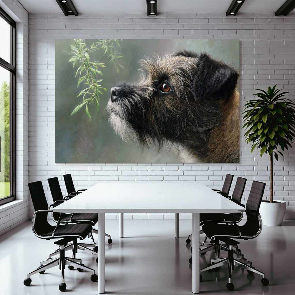 Hundefoto Mit Fellstruktur Und Ausdrucksvollem Auge Mit Grünen Löven