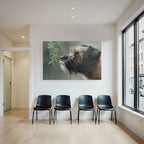 Hundefoto Mit Fellstruktur Und Ausdrucksvollem Auge Mit Grünen Löven
