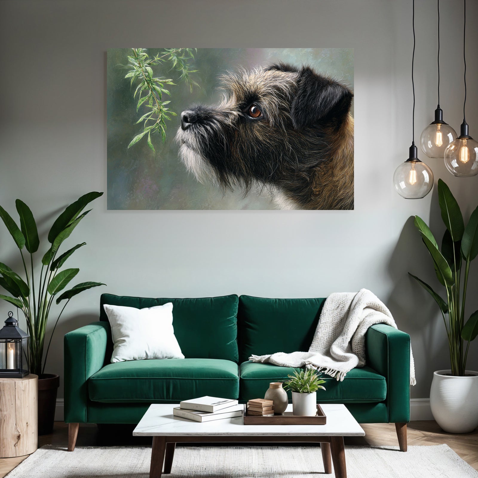 Hundefoto Mit Fellstruktur Und Ausdrucksvollem Auge Mit Grünen Löven