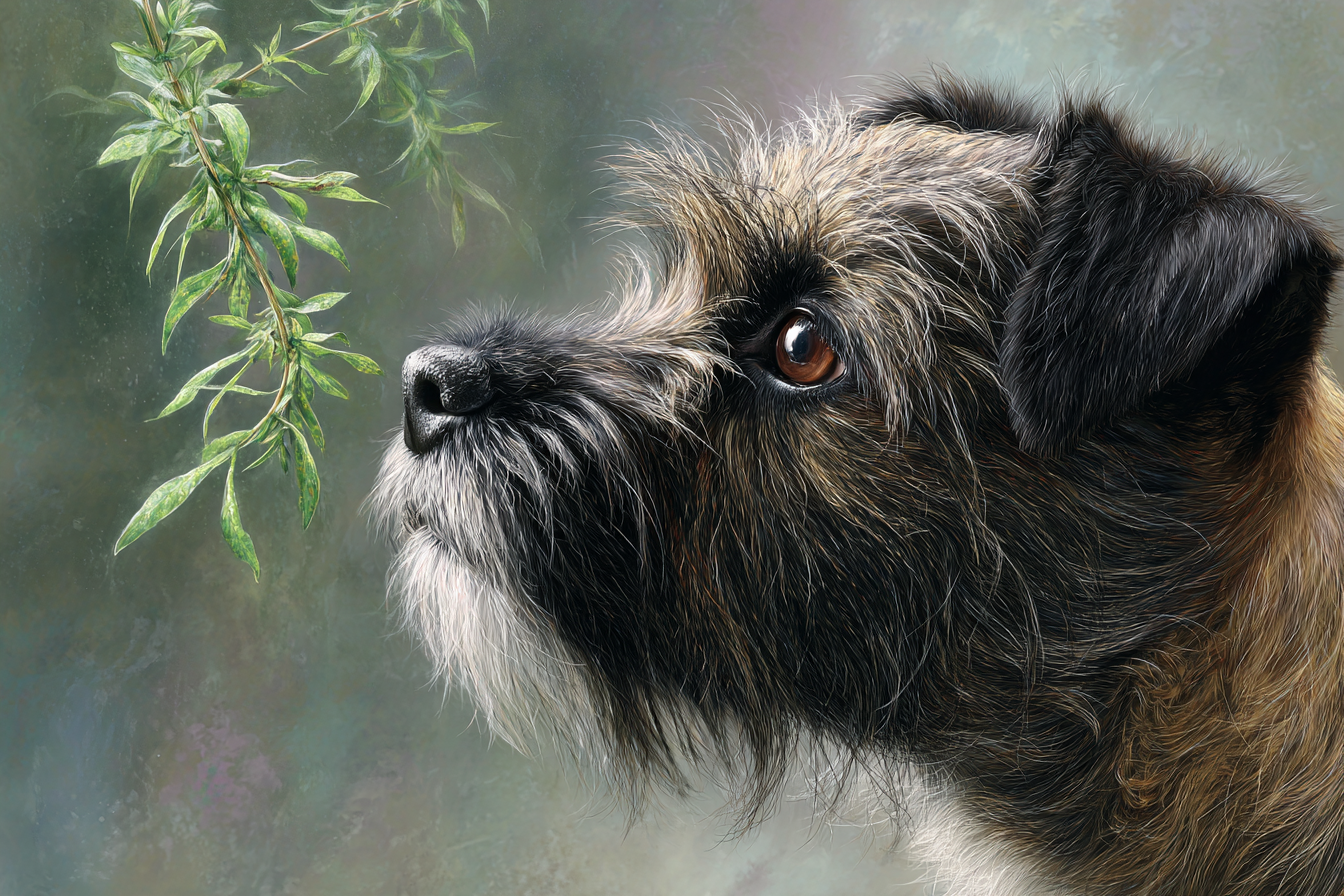 Hundefoto Mit Fellstruktur Und Ausdrucksvollem Auge Mit Grünen Löven | Katzen und Hunde | Tiere