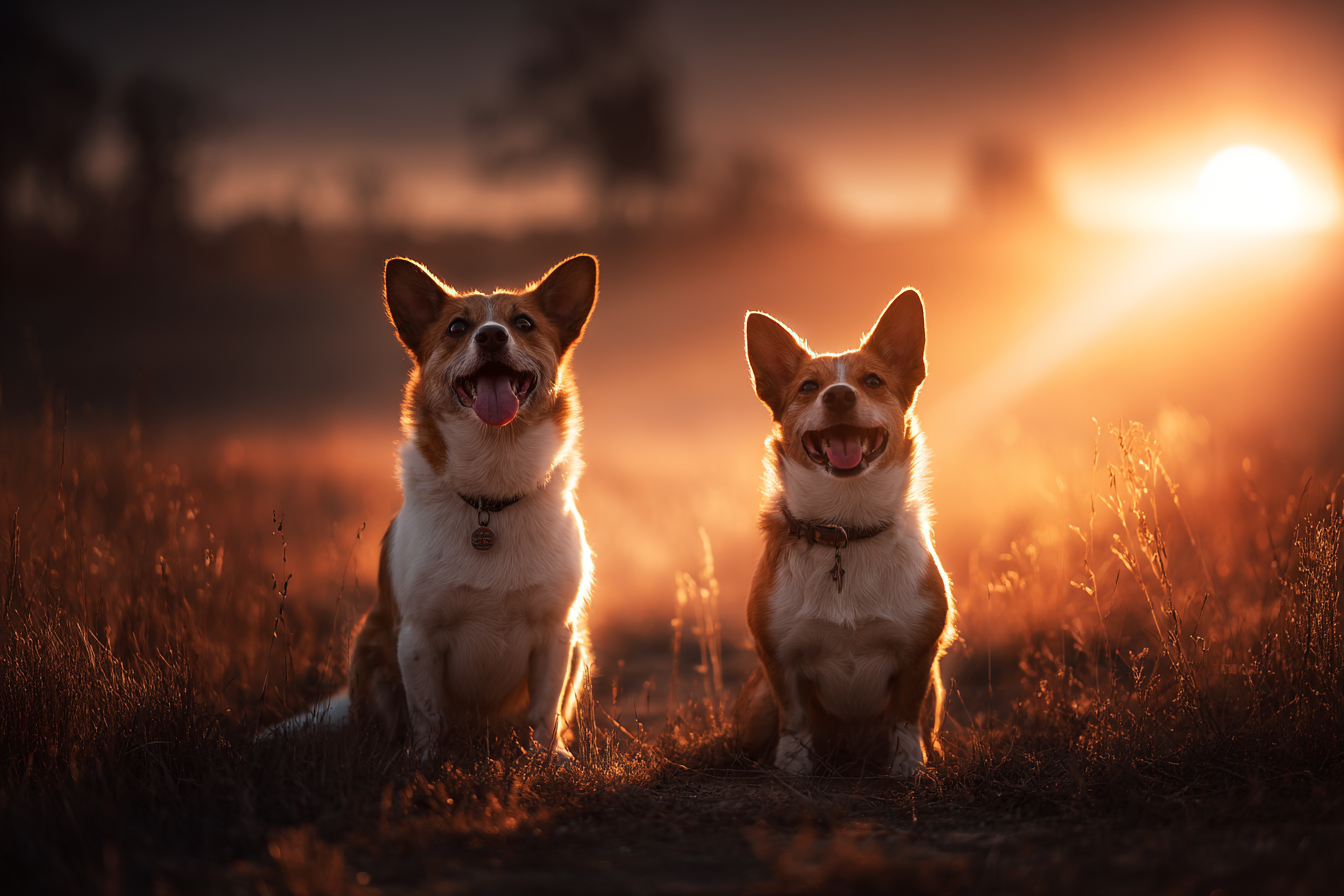 Im Feld Bei Sonnenuntergang Freude Natur | Katzen und Hunde | Tiere