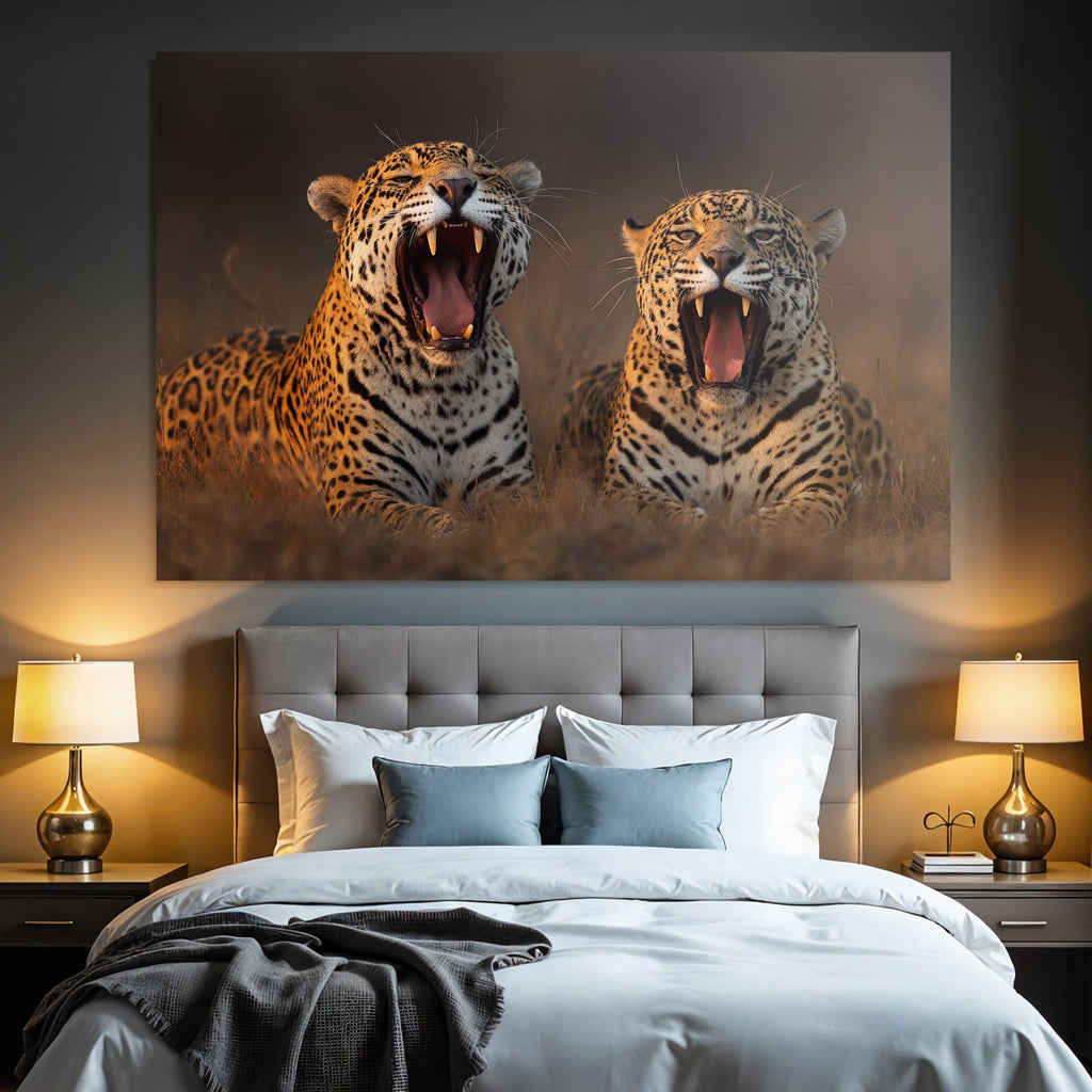 Leoparden Im Biom Mit Offenem Mund Yawing Vokalisation