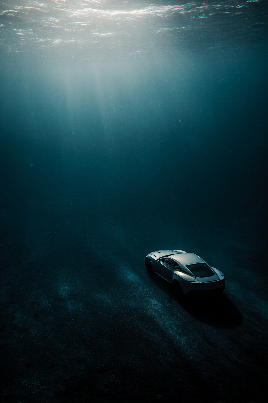 Meeres Auto Unterwasser Mit Lichtstrahlen Und Mystischer Atmosphäre | Meerestiere | Tiere