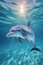 Meeres Delfin Schwimmt In Klarem Blaüm Wasser Sonnenlicht Unterwasser | Meerestiere | Tiere