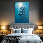 Meeres Delfine Schwimmen Unterwasser Sonnenlicht
