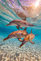 Meeres Delfine Schwimmen Unterwasser Mit Sonnenlicht Effekt | Meerestiere | Tiere