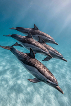 Meeres Delfine Unterwasser In Einer Reihenformation | Meerestiere | Tiere