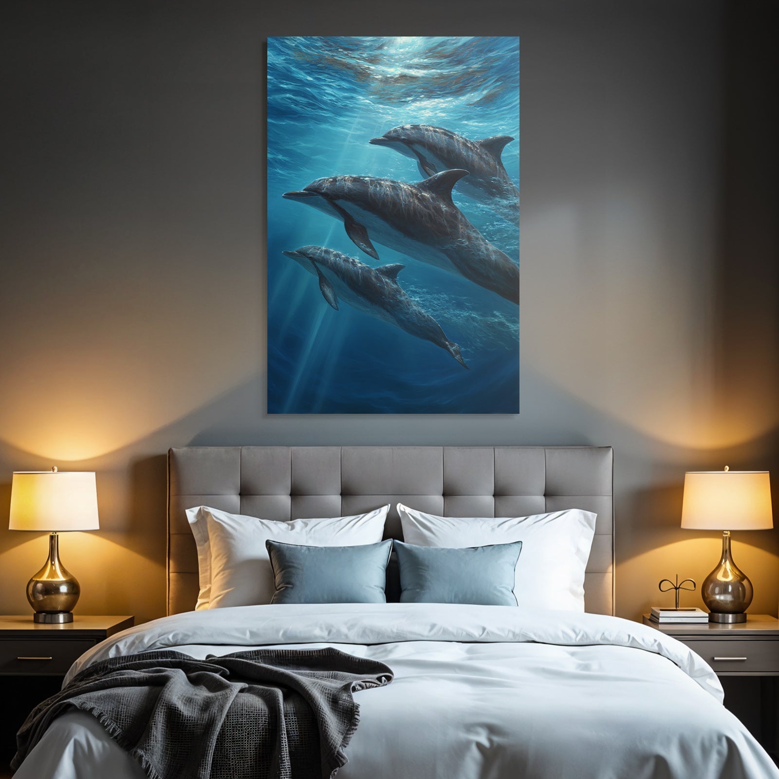 Meeres Drei Delfine Unterwasser