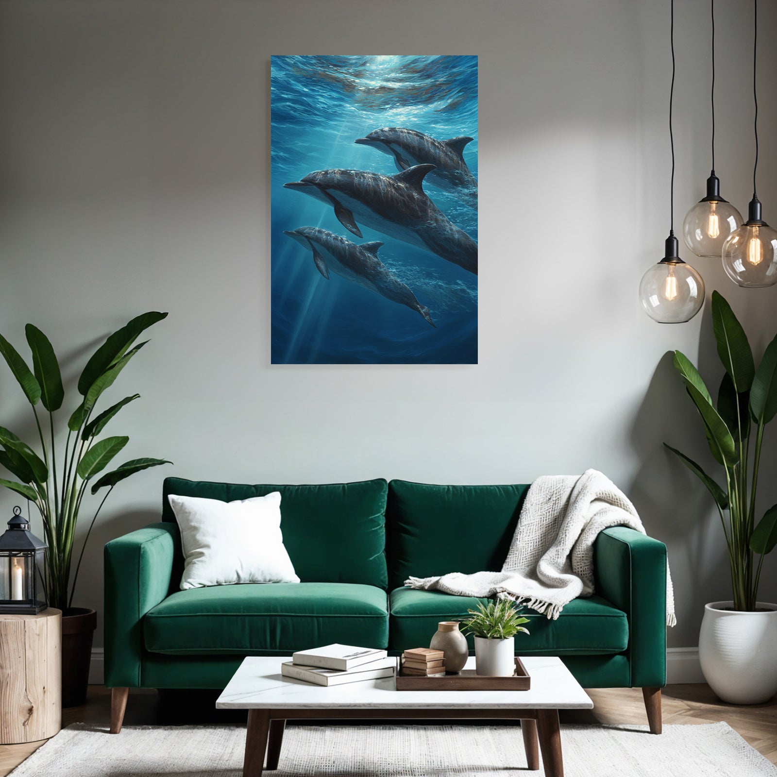 Meeres Drei Delfine Unterwasser