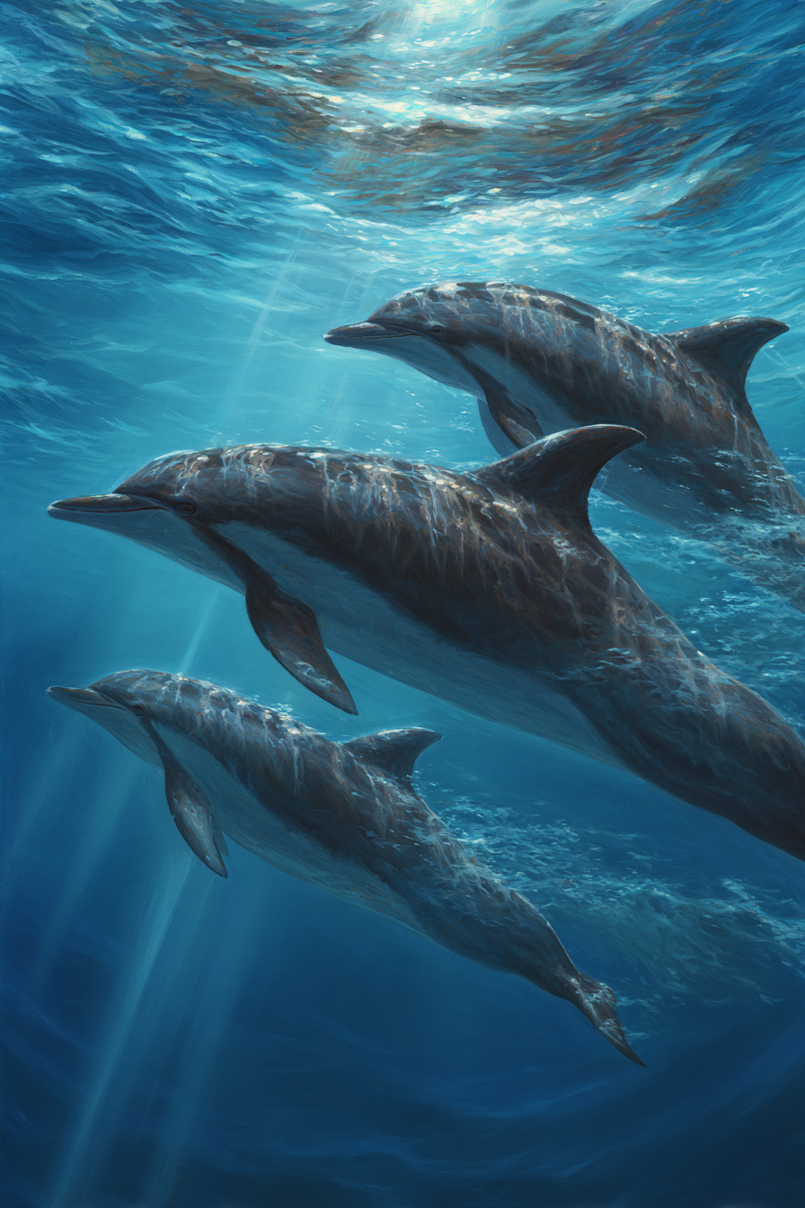 Meeres Drei Delfine Unterwasser | Meerestiere | Tiere