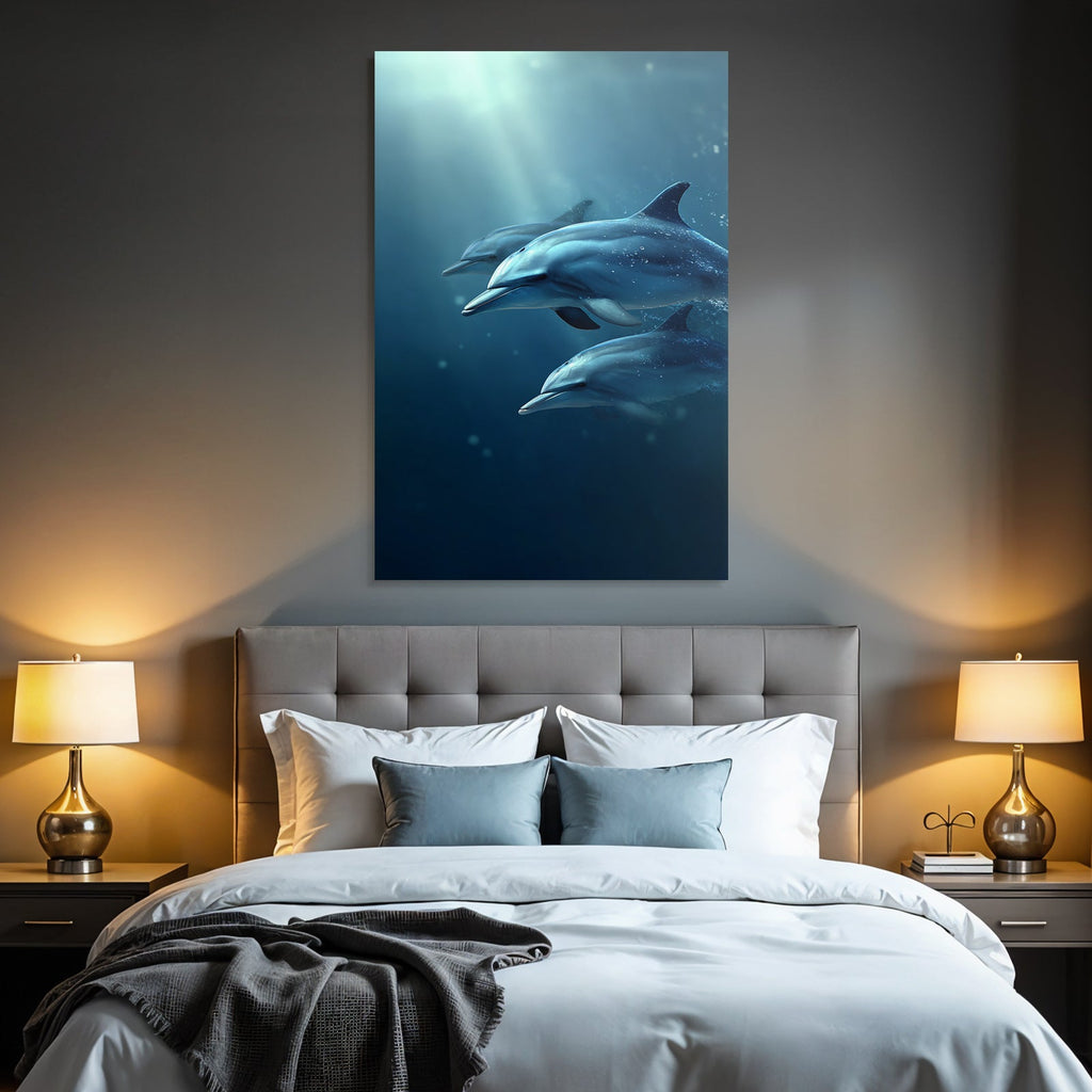 Meeres Drei Delfine Unterwasser Sanftes Licht