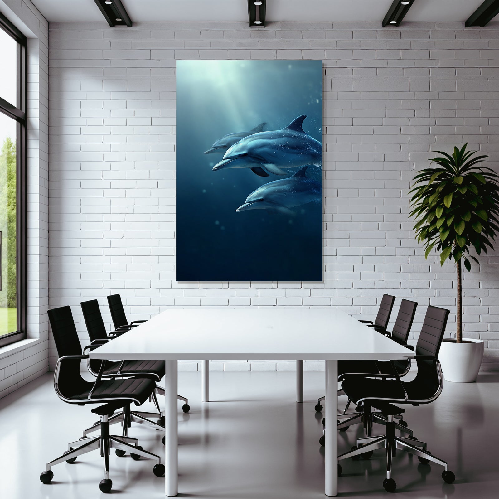 Meeres Drei Delfine Unterwasser Sanftes Licht