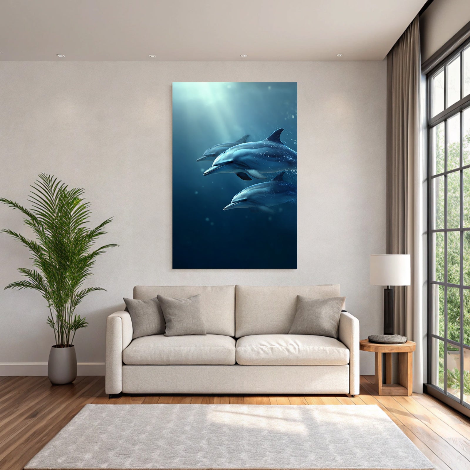 Meeres Drei Delfine Unterwasser Sanftes Licht