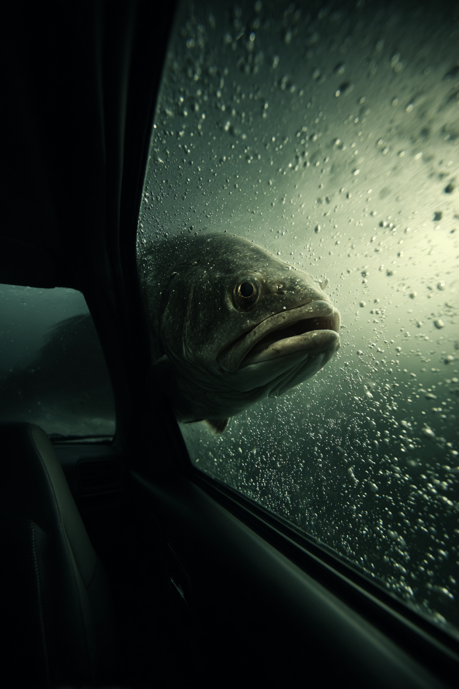 Meeres Fisch Nahe Autofenster Unterwasser Stimmungsvolles Szenario | Meerestiere | Tiere